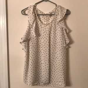 Elle black polka dot blouse size L